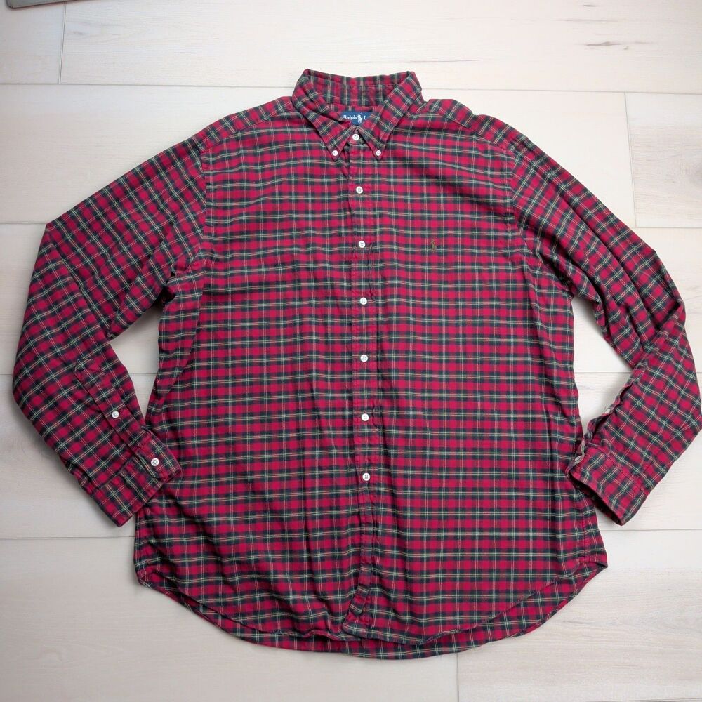 Ralph Lauren Shirt Mens XXL‎ Classic Fit Red Black Check Flannel Long Sleeve
